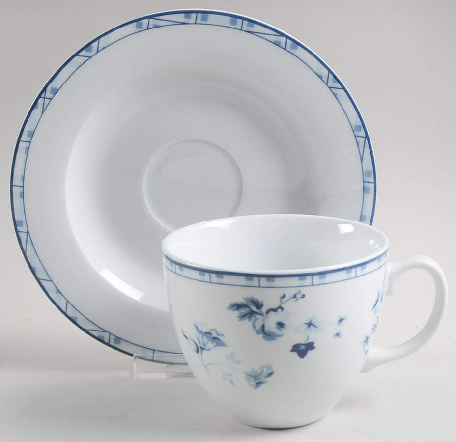 Sophia (Blue) Flat Cup & Saucer Set by Laura Ashley-1