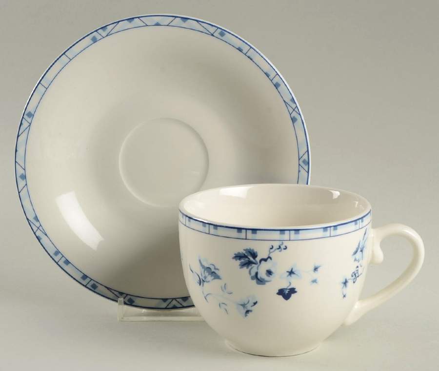 Sophia (Blue) Flat Cup & Saucer Set by Laura Ashley-1