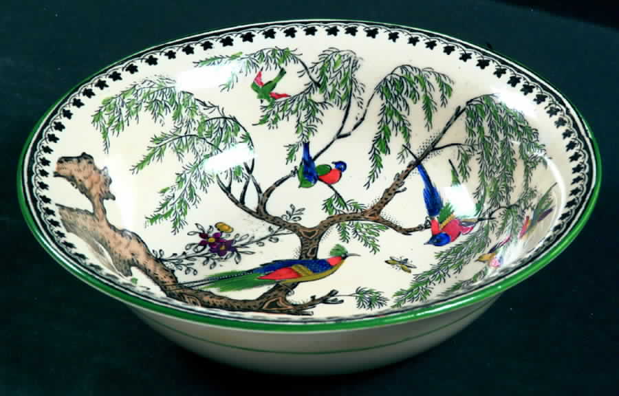 Koro (Smooth, Green Trim) Coupe Cereal Bowl by Ashworth Bros-1