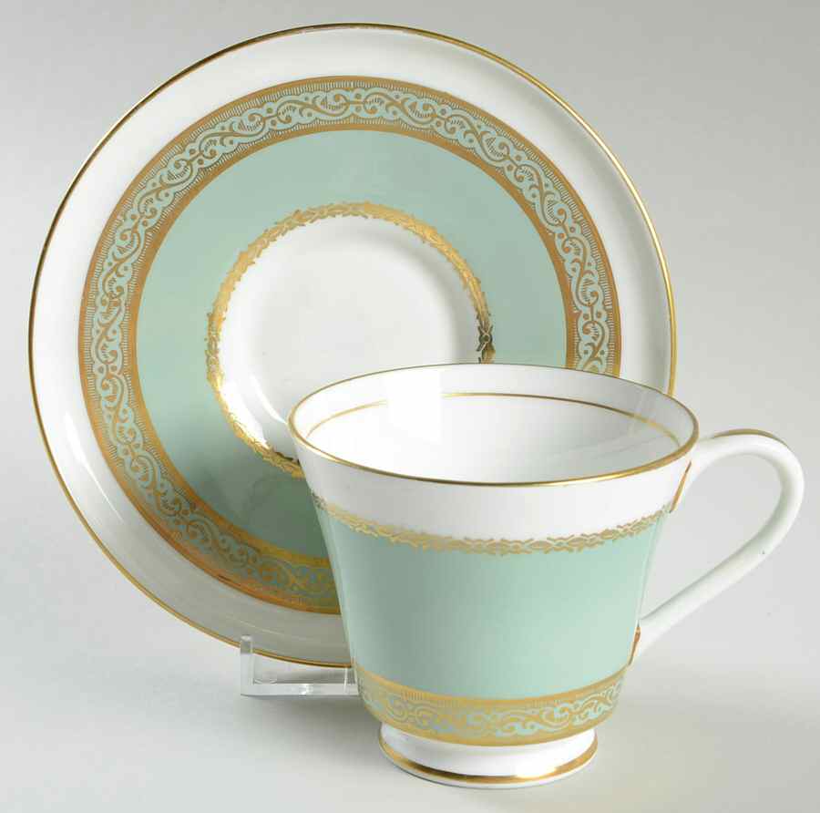 Gretna Olive Green Footed Cup & Saucer Set by John  Aynsley & Sons-1