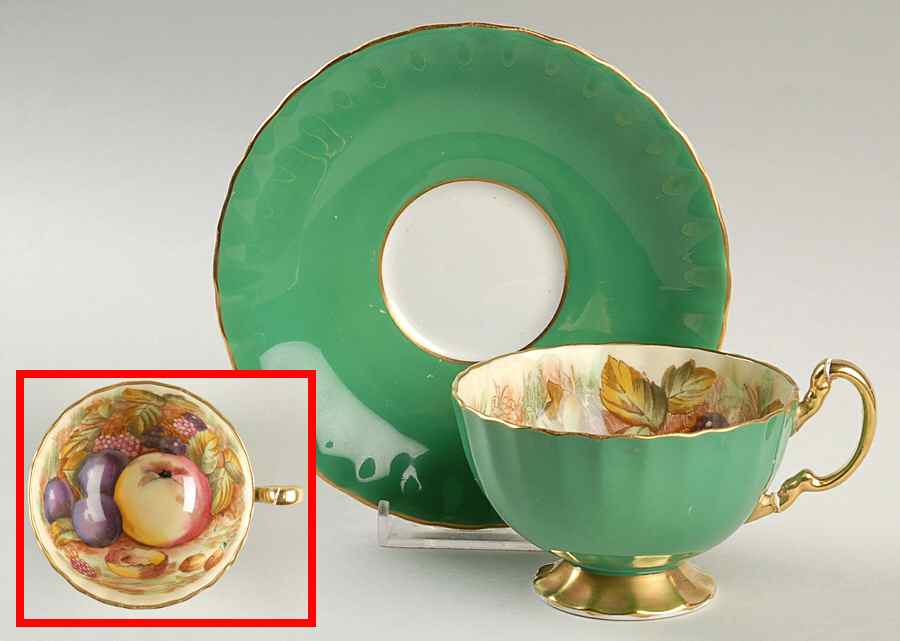 1034 Green (Scalloped) Footed Cup & Saucer Set by John  Aynsley & Sons-1