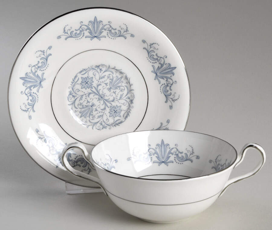 Venetian (Smooth) Flat Cream Soup Bowl & Saucer Set by John  Aynsley & Sons-1