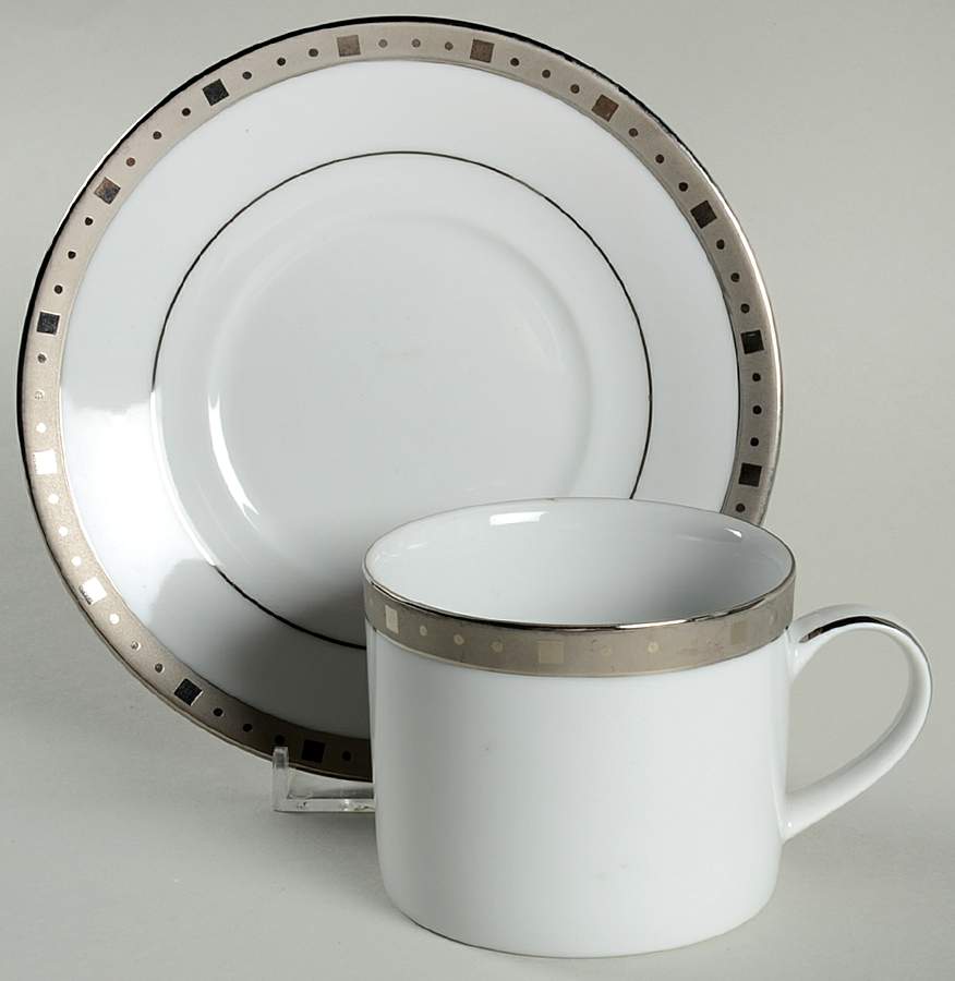 Cube Flat Cup & Saucer Set by 111 State-1
