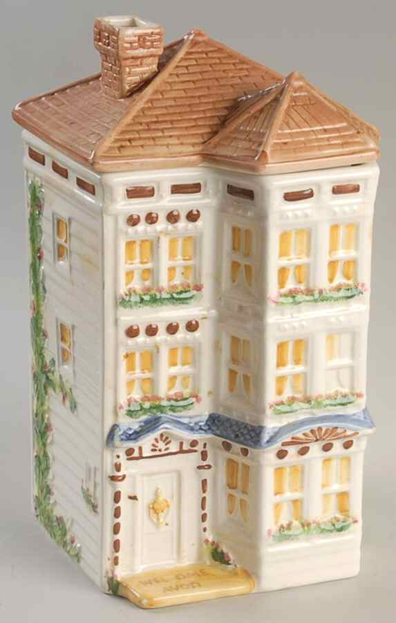 Townhouse Canister Collection (4 Pcs) Cookie Jar & Lid by Avon-1