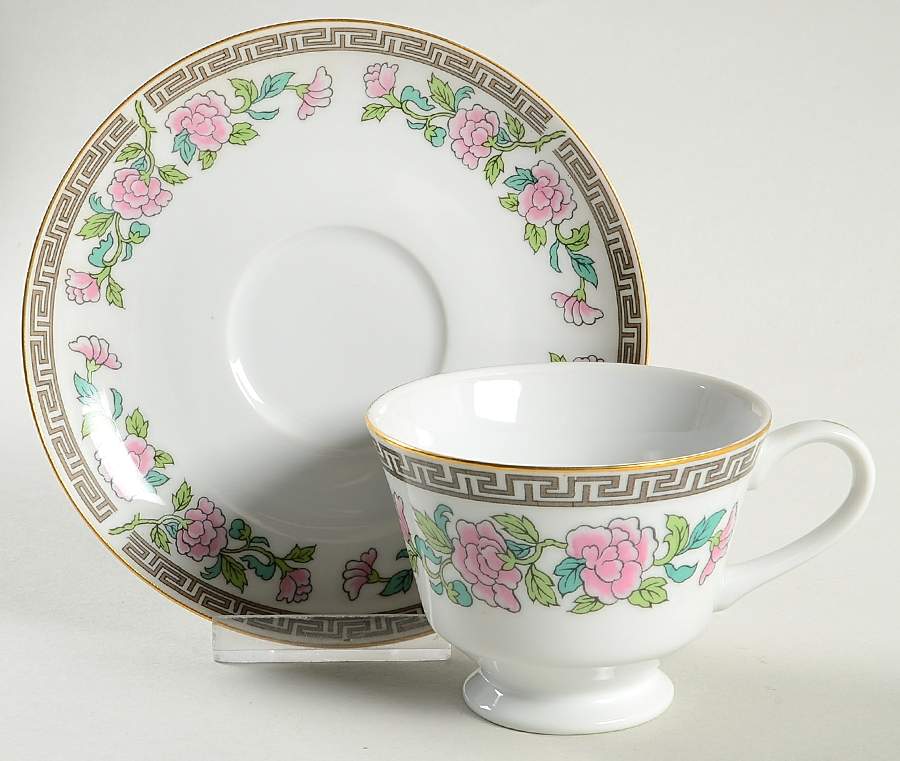 Jaipur Footed Cup & Saucer Set by ADG Delphine-1