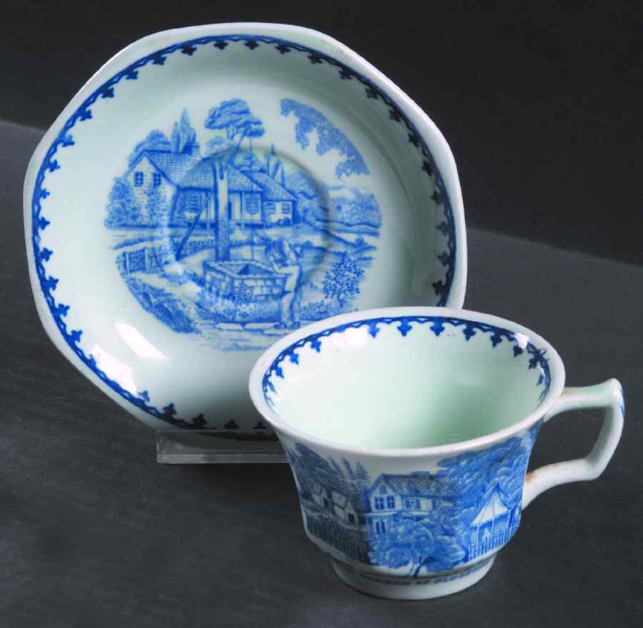 American Ways & Days Blue Flat Cup & Saucer Set by Adams China-1