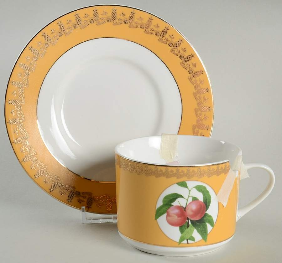 Royal Fruit Flat Cup & Saucer Set by American Atelier-1