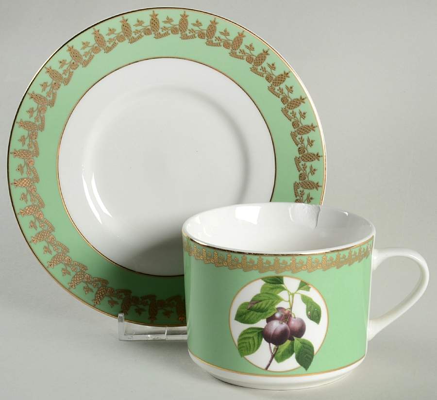 Royal Fruit Flat Cup & Saucer Set by American Atelier-1