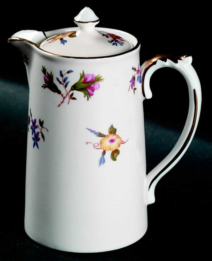 Gaiety (Light Peach Rim) Large Syrup with Lid by John  Aynsley & Sons-1