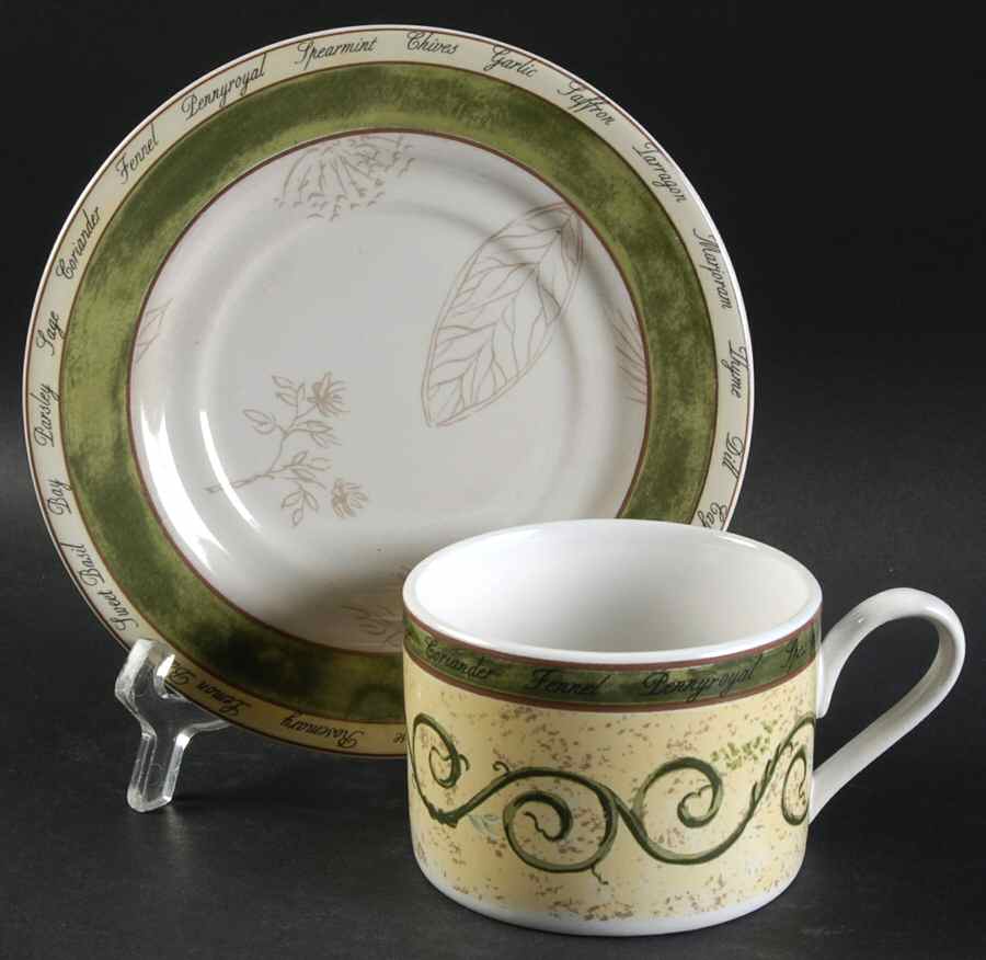 Bouquet Garni Butternut Flat Cup & Saucer Set by American Atelier-1