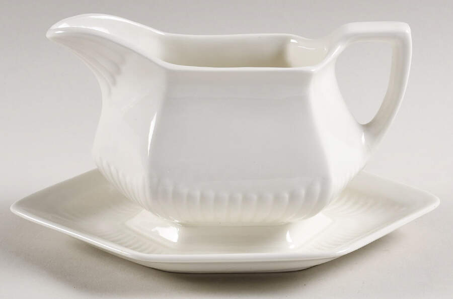 Empress (Cream) Gravy Boat with Attached Underplate by Adams China-1
