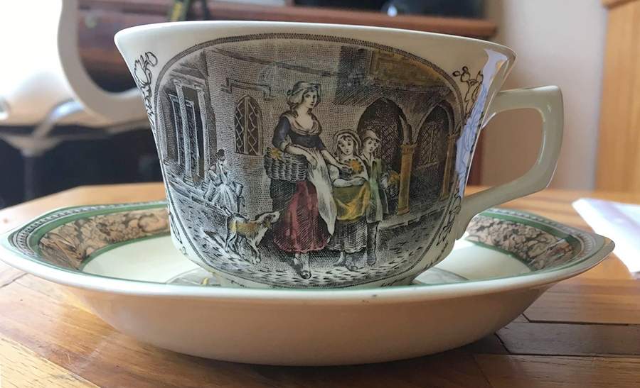 Cries of London (Multisided) Flat Cup & Saucer Set by Adams China-1