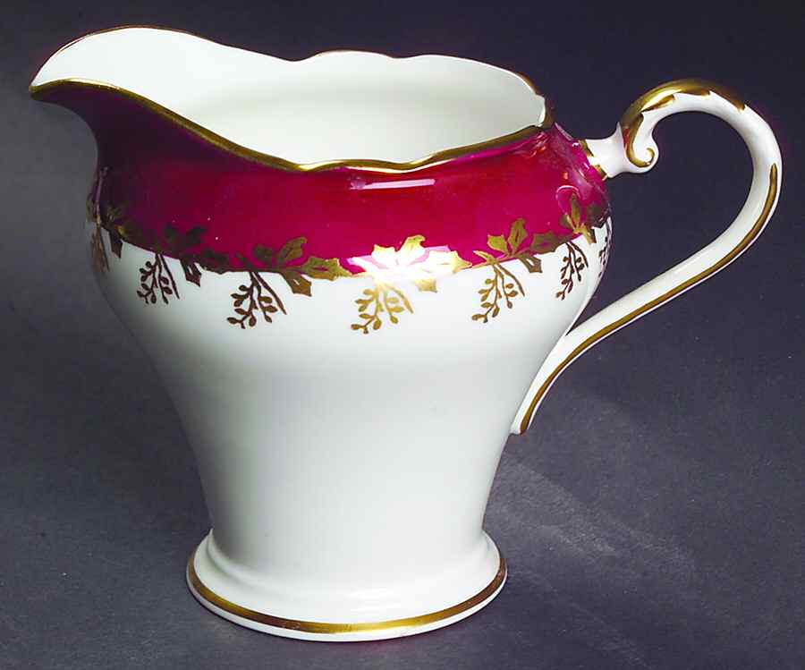 Woburn Maroon (Scalloped) Creamer by John  Aynsley & Sons-1