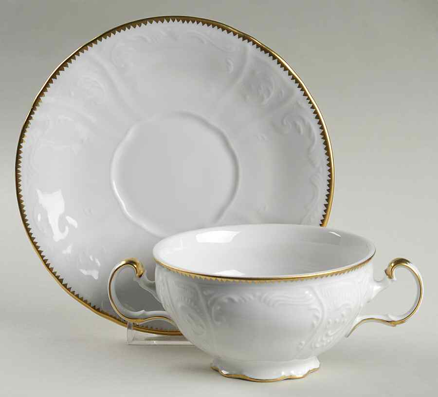 Simply Anna Gold Footed Cream Soup Bowl & Saucer Set by Anna Weatherley-1