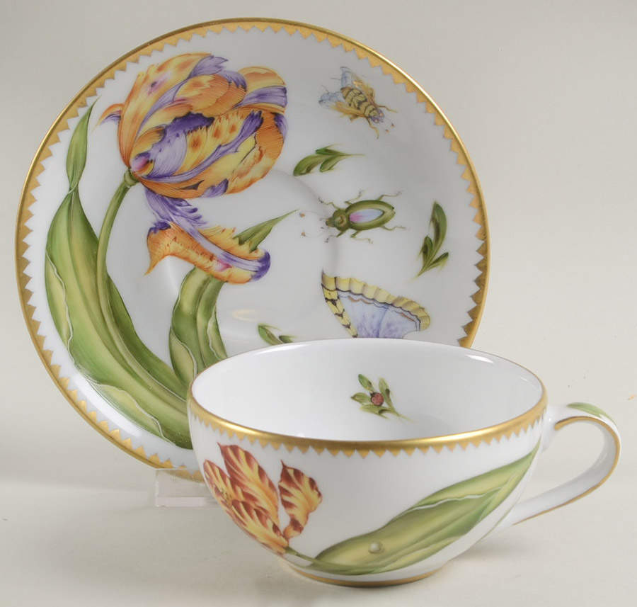 Old Master Tulips Flat Cup & Saucer Set by Anna Weatherley-1