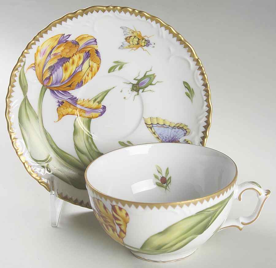 Old Master Tulips Flat Cup & Saucer Set by Anna Weatherley-1