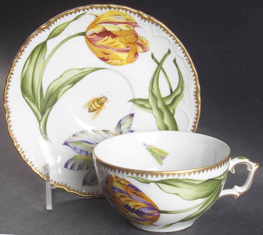 Old Master Tulips Flat Cup & Saucer Set by Anna Weatherley-1