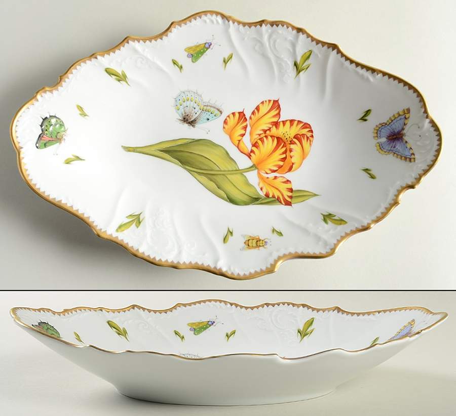Old Master Tulips 14" Oval Vegetable Bowl by Anna Weatherley-1