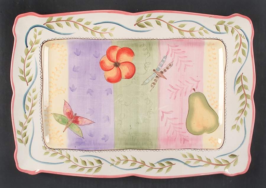 Spring Garden 16" Rectangular Serving Platter by 222 Fifth (PTS)-1