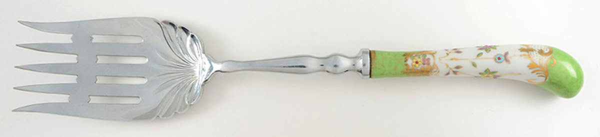 Floraine (Green) Oversize Cold Meat Fork by A & E Lewis (Germany)-1