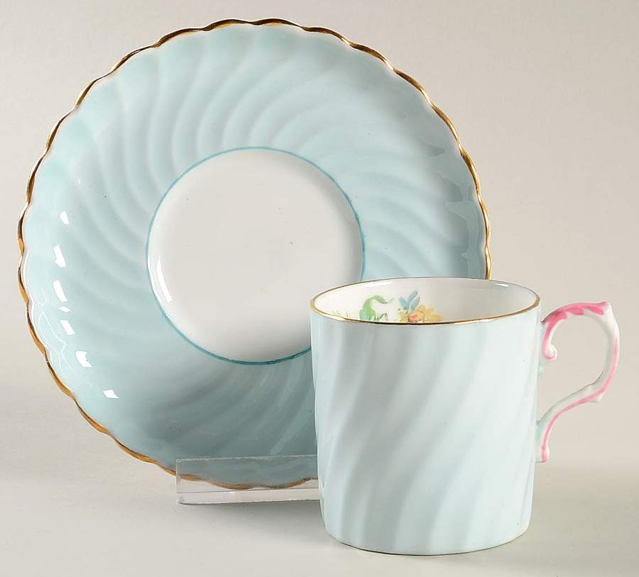 545 (Gold Trim) Flat Demitasse Cup & Saucer Set by John  Aynsley & Sons-1