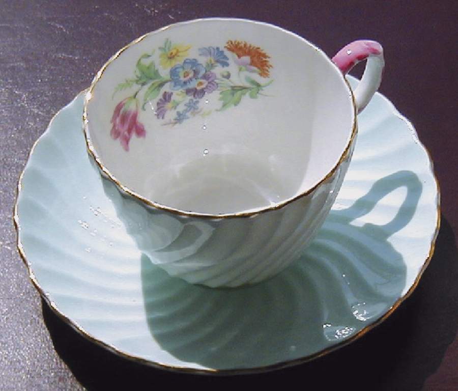 545 (Gold Trim) Flat Cup & Saucer Set by John  Aynsley & Sons-1