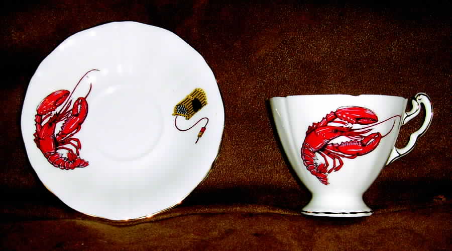 Maritime Lobster Footed Cup & Saucer Set by Adderley-1