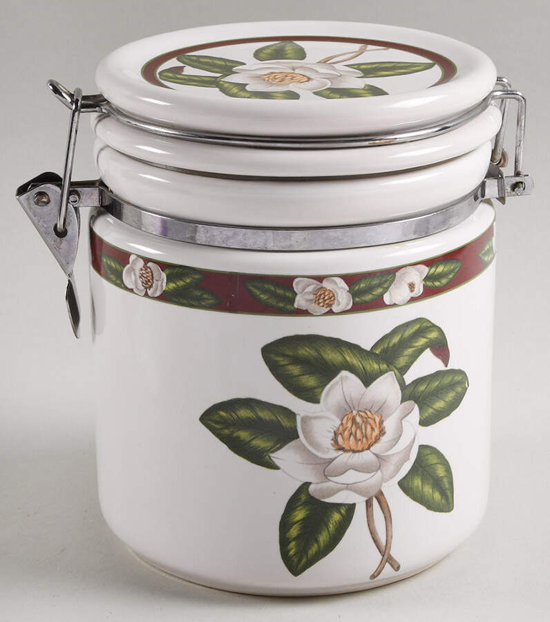 Magnolia Blossom Medium Canister & Lid by American Atelier-1