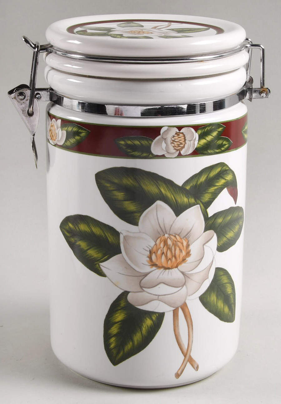 Magnolia Blossom Large Canister & Lid by American Atelier-1