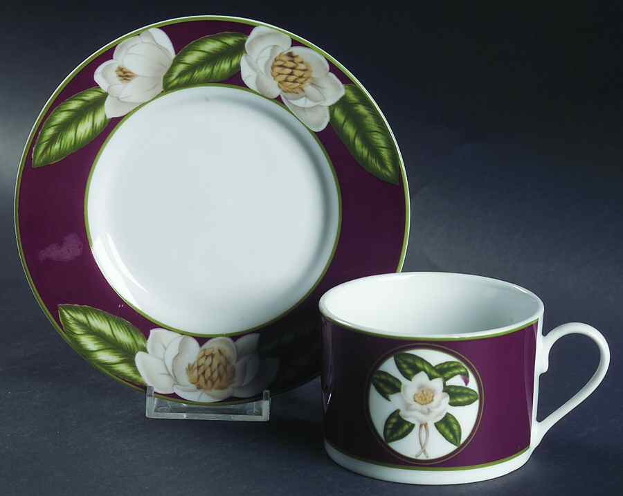Magnolia Blossom Flat Cup & Saucer Set by American Atelier-1