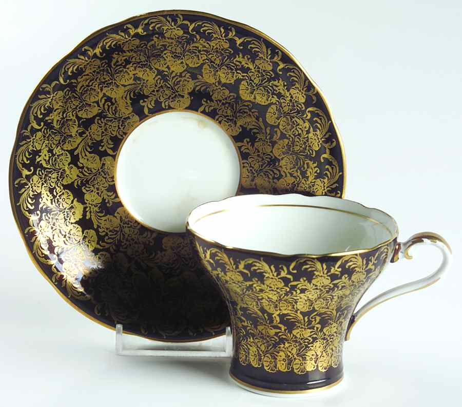 C869 Black Flat Cup & Saucer Set by John  Aynsley & Sons-1