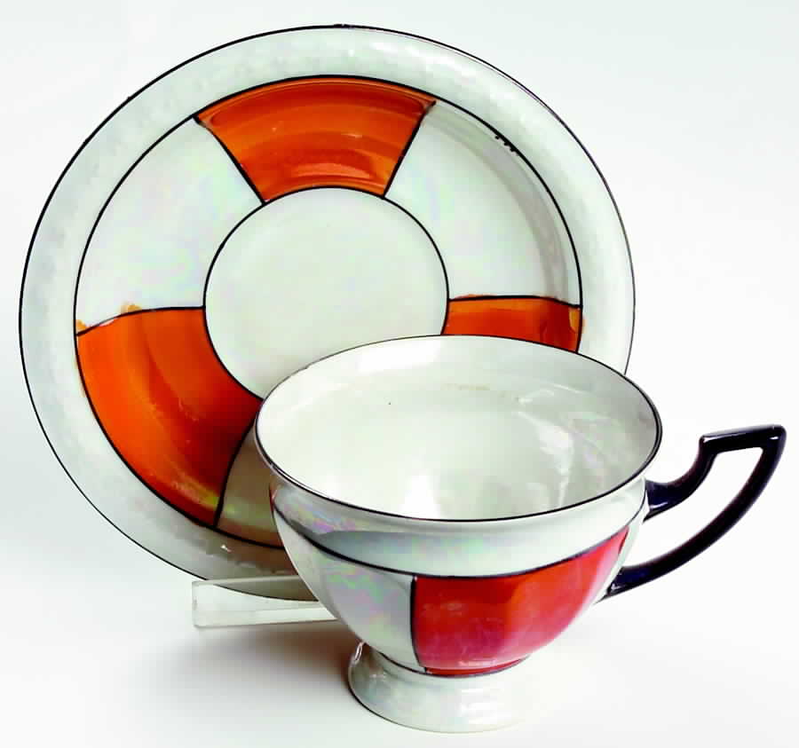 ALZ2 Footed Cup & Saucer Set by A Laufer (Czech)-1