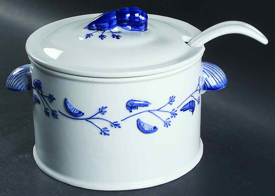 Seafood Ocean Blue Tureen & Lid w/Ladle by Artland-1