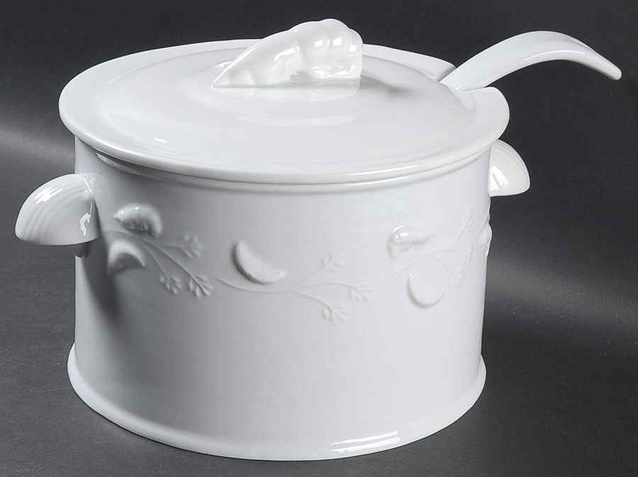 Seafood Whiteware Tureen & Lid w/Ladle by Artland-1
