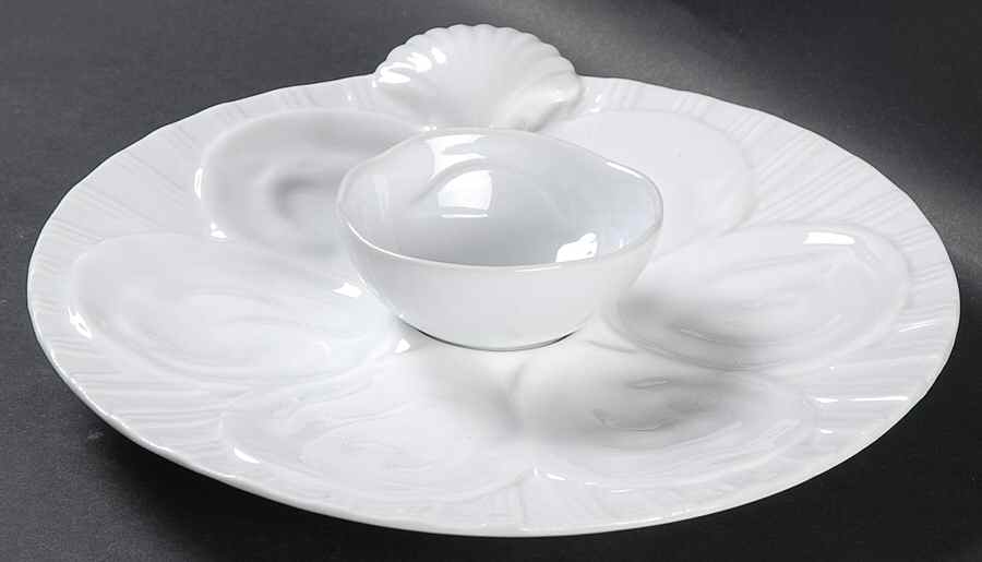 Seafood Whiteware Oyster Plate & Sauce Cup by Artland-1