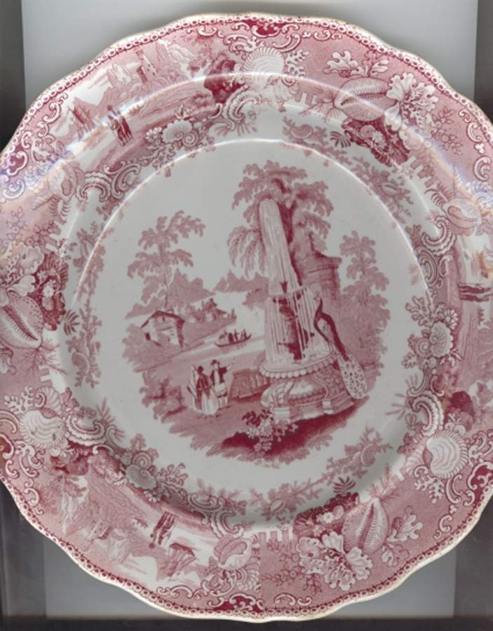Grecian Font Red Dinner Plate by Adams China-1