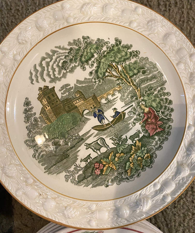 Italian Scenery Multicolor (Mustard Trim) Luncheon Plate by Adams China-1