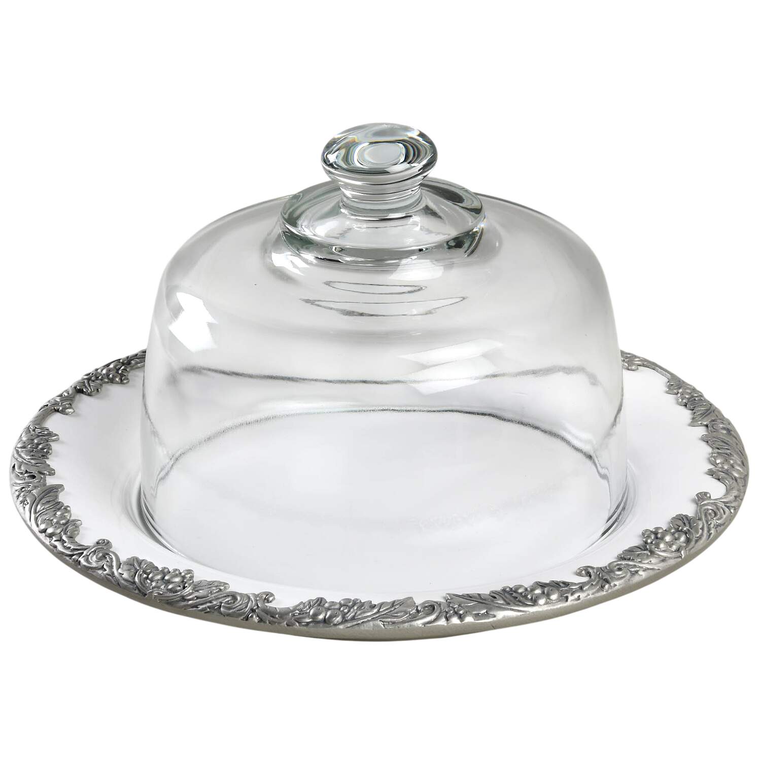 Grape Cheese Dish W/Glass Dome by Arthur Court-1