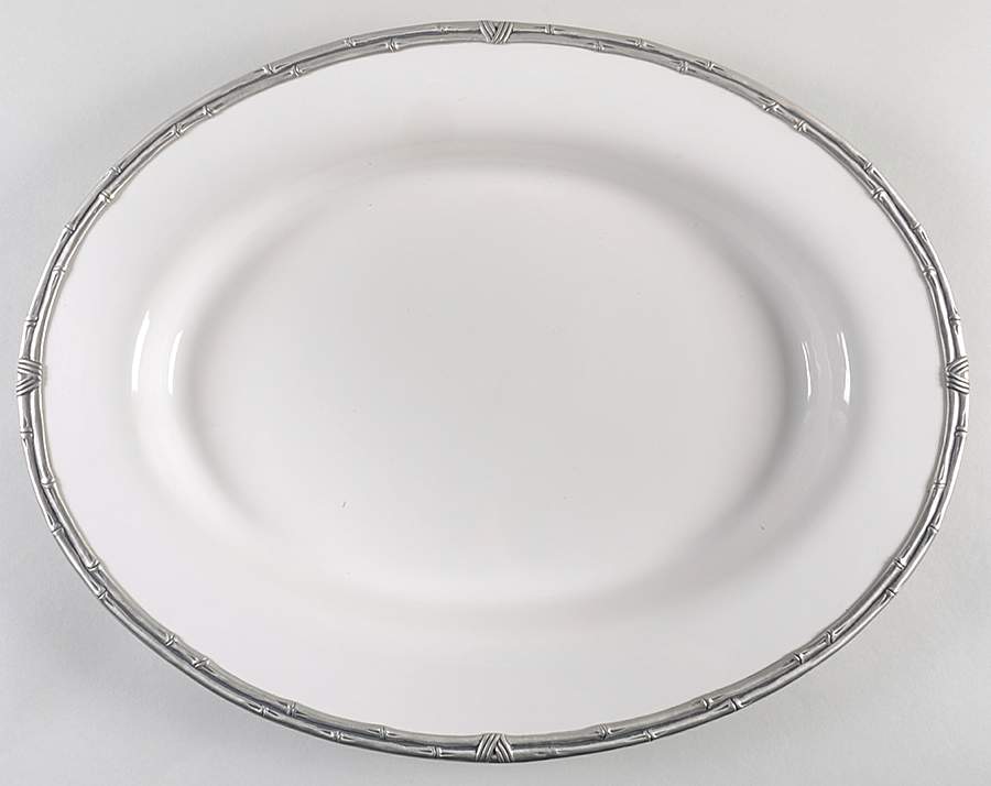 Bamboo White 18" Oval Serving Platter by Arthur Court-1