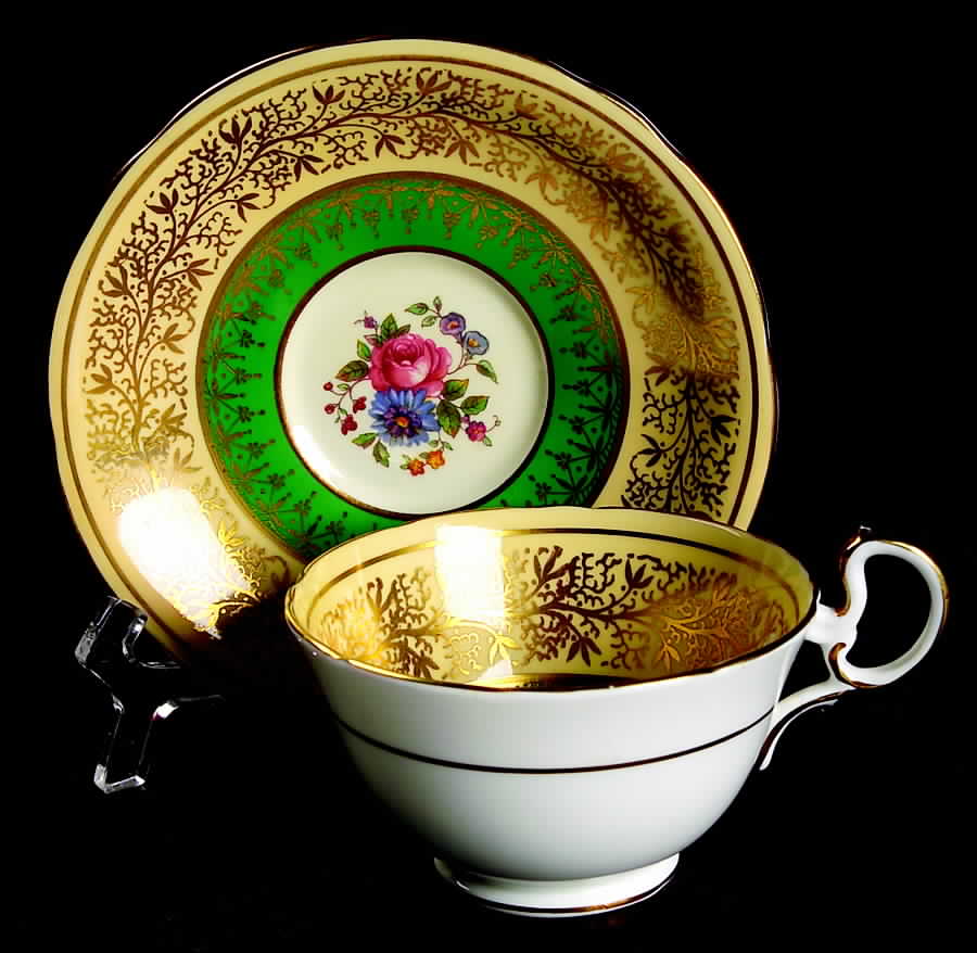 7773 Green Footed Cup & Saucer Set by John  Aynsley & Sons-1