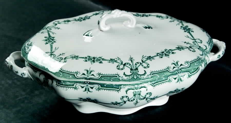 Alexis Green Blue Oval Covered Vegetable by Adderley-1
