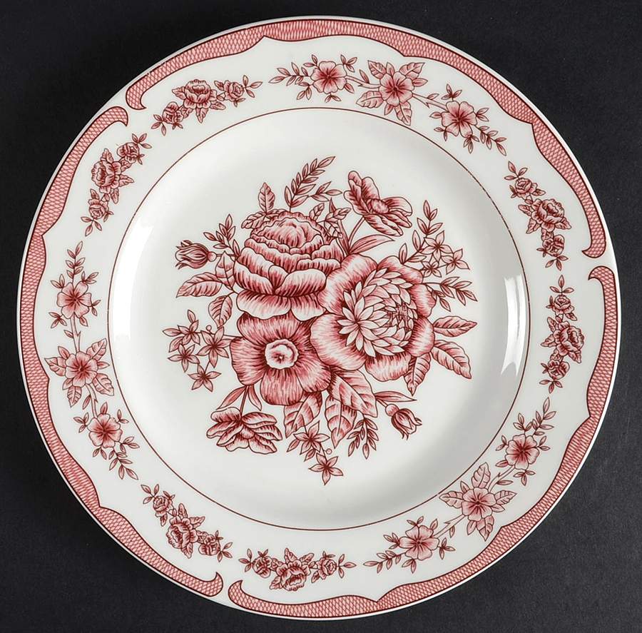 Floral Toile Cranberry Salad Plate by American Atelier-1