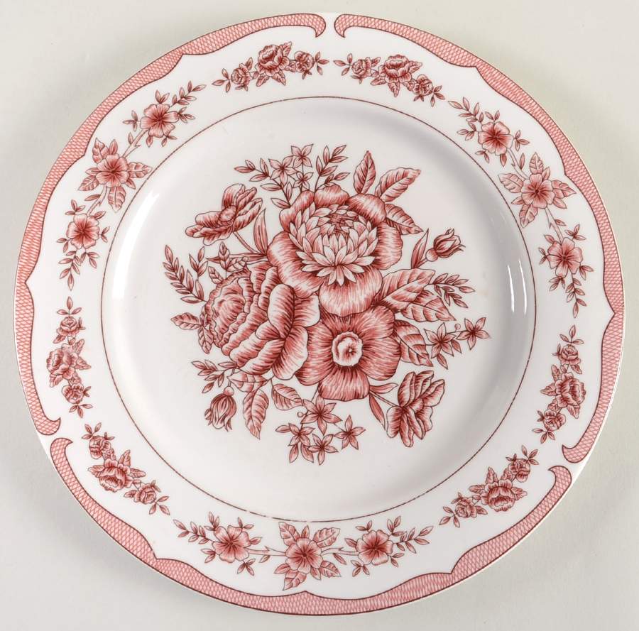Floral Toile Cranberry Dinner Plate by American Atelier-1