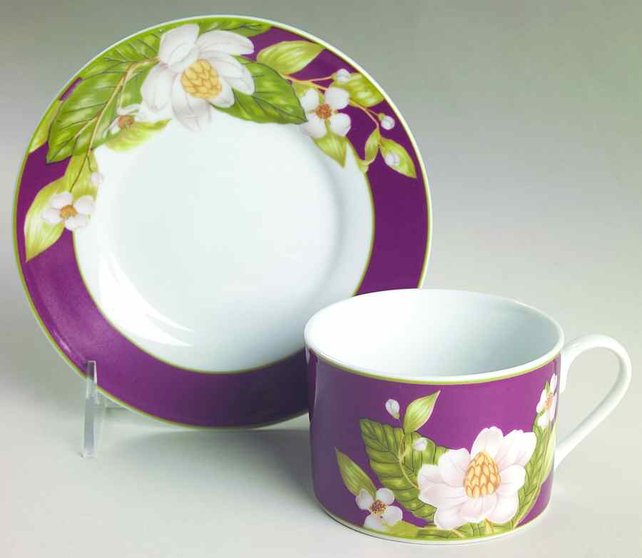 Magnolia Breeze Flat Cup & Saucer Set by American Atelier-1