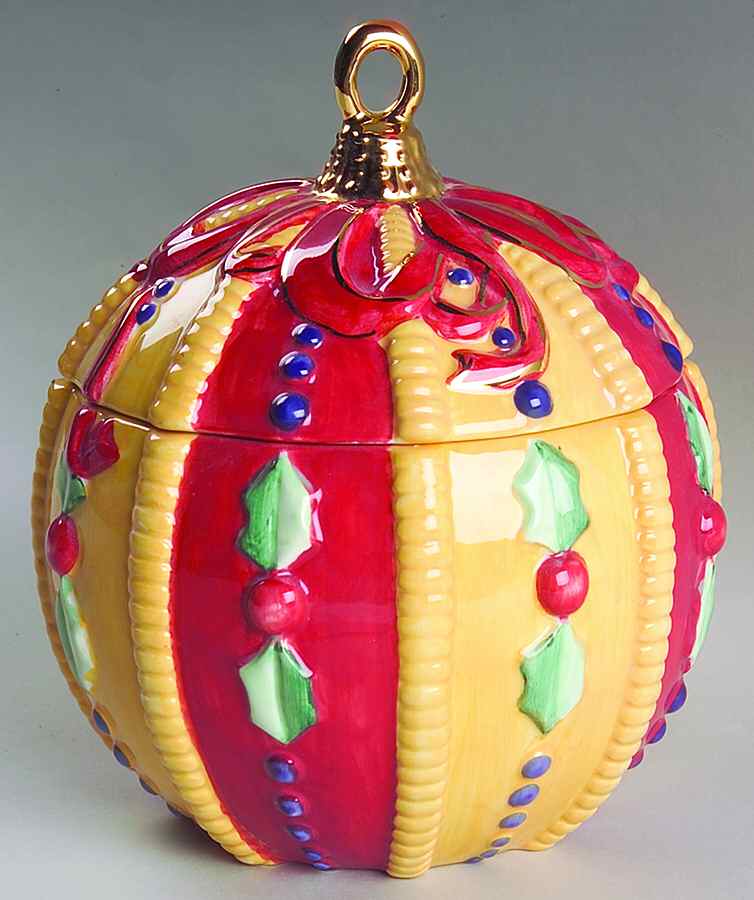 Christmas Ornaments Covered Soup Bowl by American Atelier-1