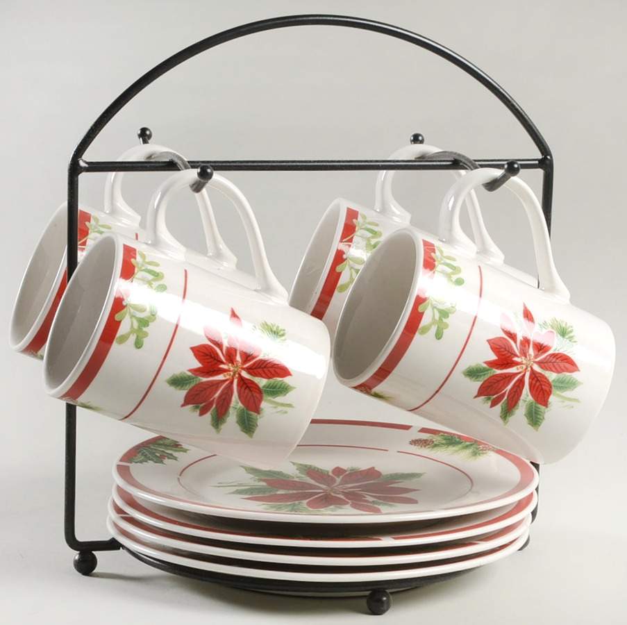 Holiday Floral Metal Holder for 9pc Set-Holds 4ea Mugm1&Spdm3 by American Atelier-1