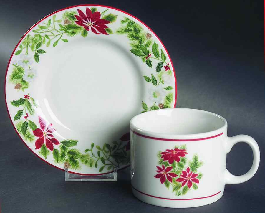Holiday Floral Flat Cup & Saucer Set by American Atelier-1