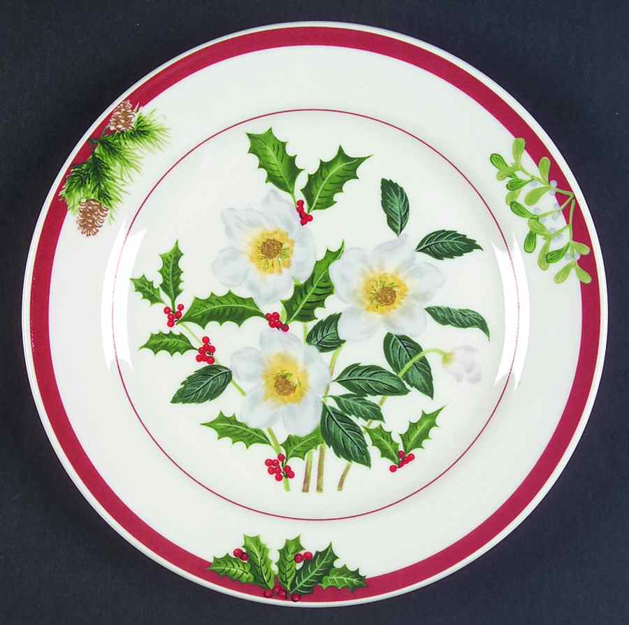 Holiday Floral Salad/Dessert Plate by American Atelier-1