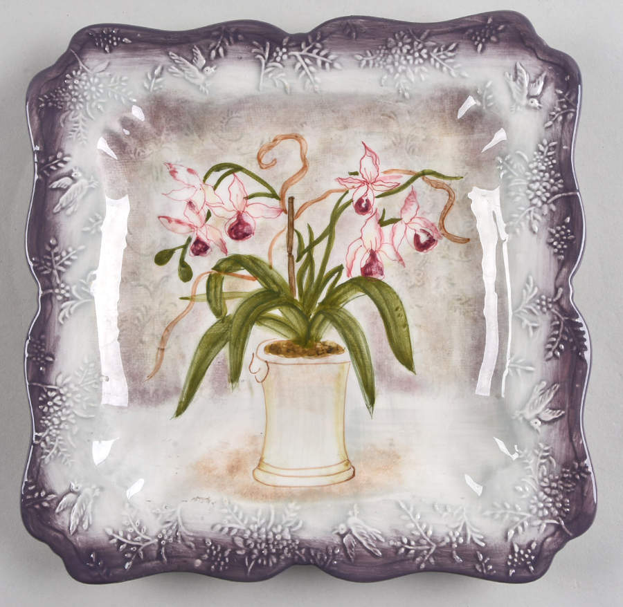 Floral Jardin Lavender (Square, Scalloped) Square Salad Plate by American Atelier-1