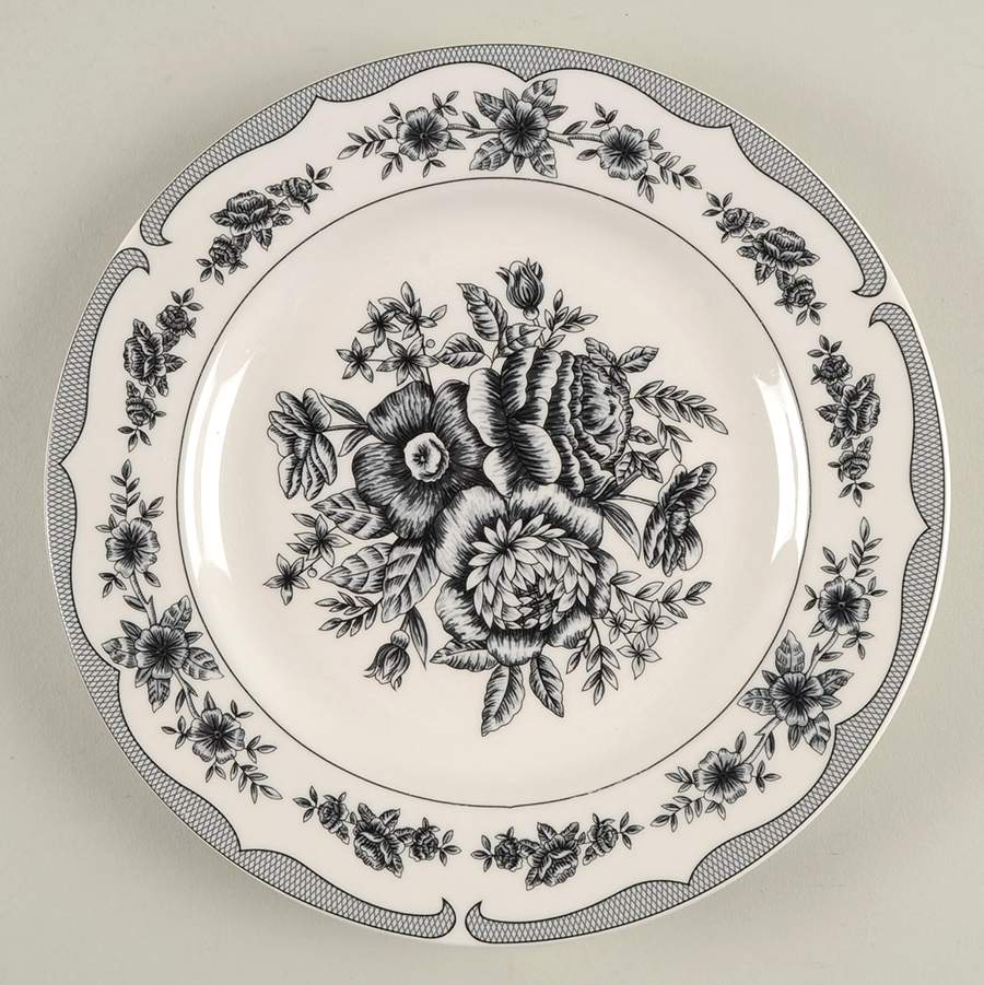 Floral Toile Black Salad Plate by American Atelier-1